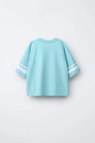 Лонгслив с цифровым принтом и полосками