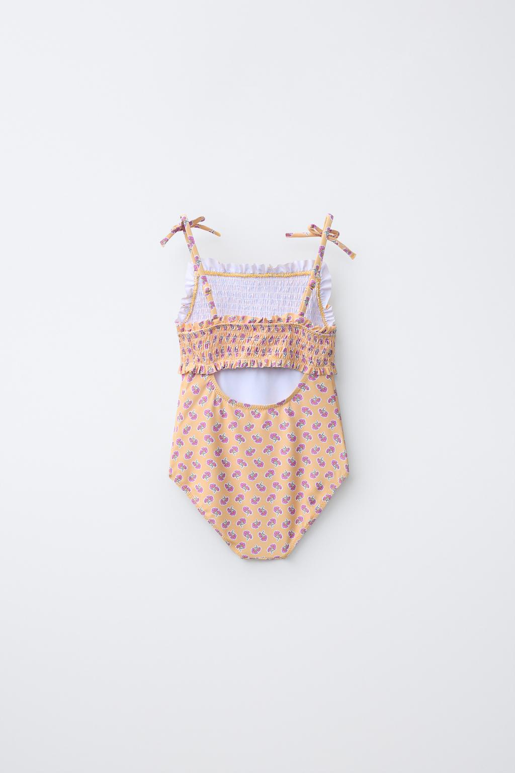 6-14 ЛЕТ/ КУПАЛЬНИК С ЦВЕТОЧНЫМ ПРИНТОМ И ТЕКСТУРОЙ «СОТЫ»