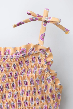 6-14 лет/ купальник с цветочным принтом и текстурой «соты»- Заказать в России