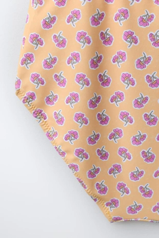 6-14 лет/ купальник с цветочным принтом и текстурой «соты»- Заказать в России