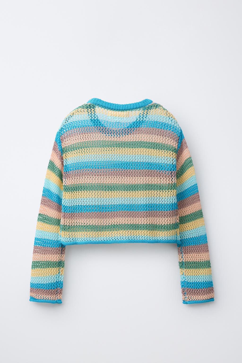 СВИТЕР В ПОЛОСКУ С АЖУРНЫМ УЗОРОМ