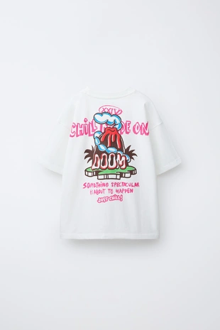 Футболка с принтом вулкан- Заказать в России