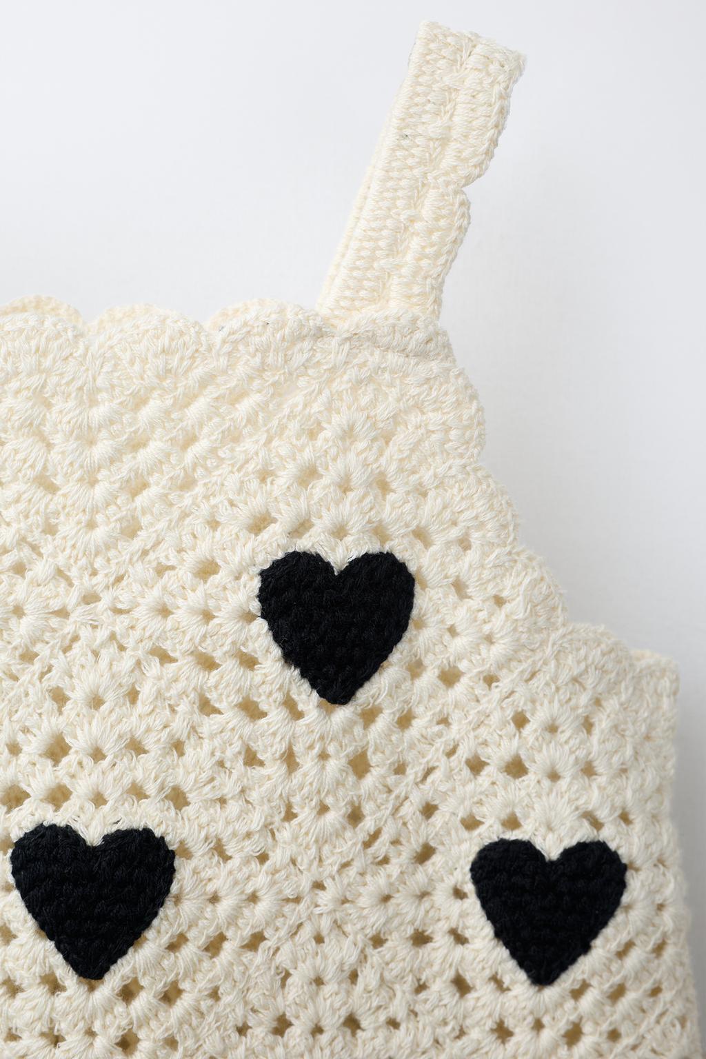 ВЯЗАНОЕ ПЛАТЬЕ ИЗ КРУЖЕВА КРОШЕ С СЕРДЦАМИ