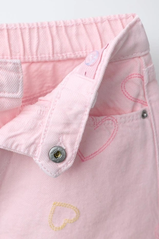 Юбка из твила с вышитыми сердечками- Заказать в России