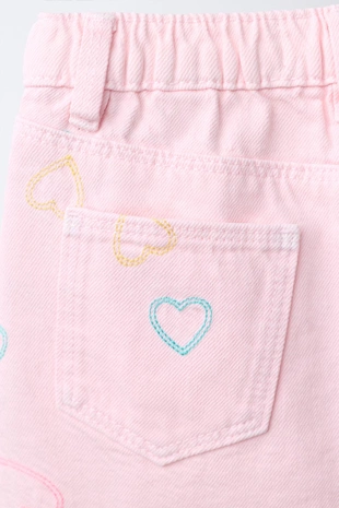 Юбка из твила с вышитыми сердечками- Заказать в России