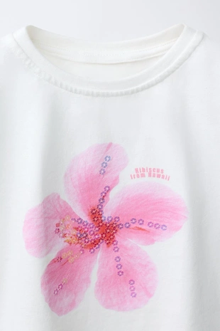 Футболка с цветком и пайетками- Заказать в России