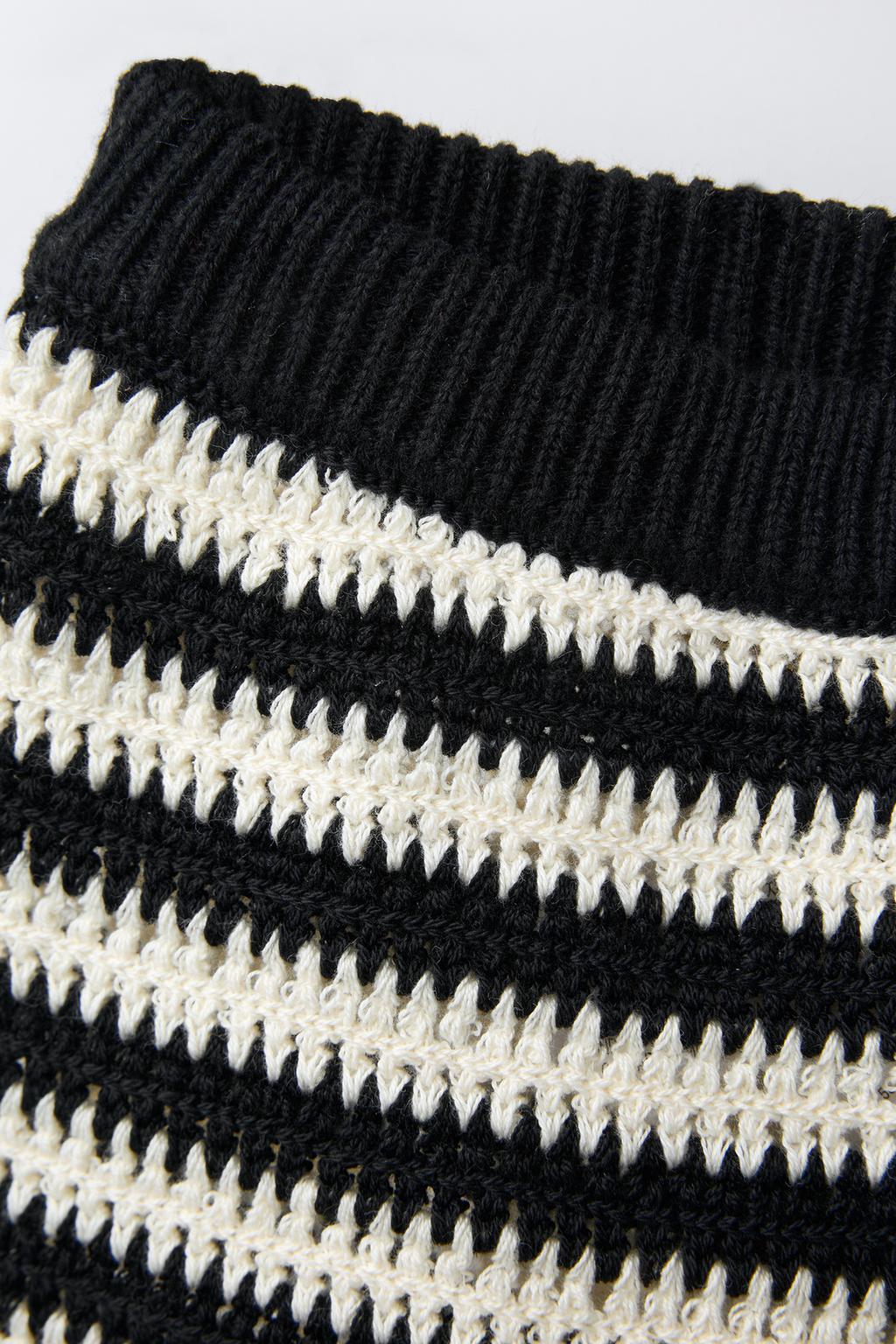 ШОРТЫ ИЗ ВЯЗАНОГО КРЮЧКОМ ПОЛОТНА В ПОЛОСКУ С ВЫШИВКОЙ ВИШЕН