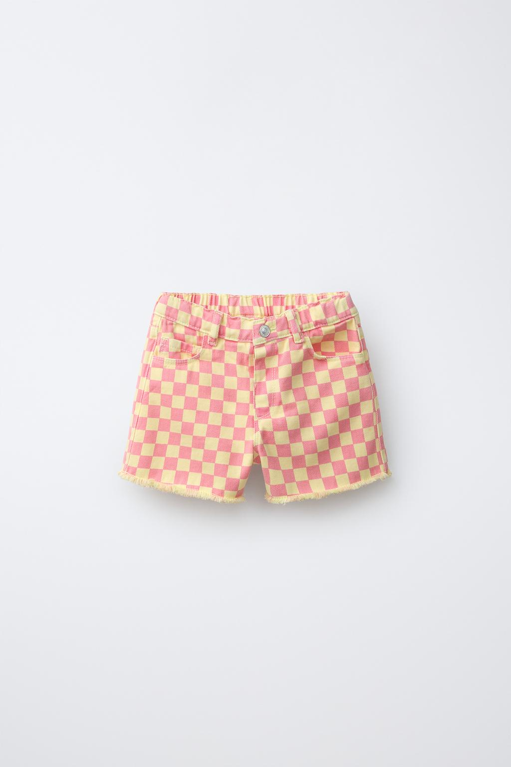 БЕРМУДЫ «Мом Фит» ИЗ САРЖИ В ШАХМАТНУЮ КЛЕТКУ