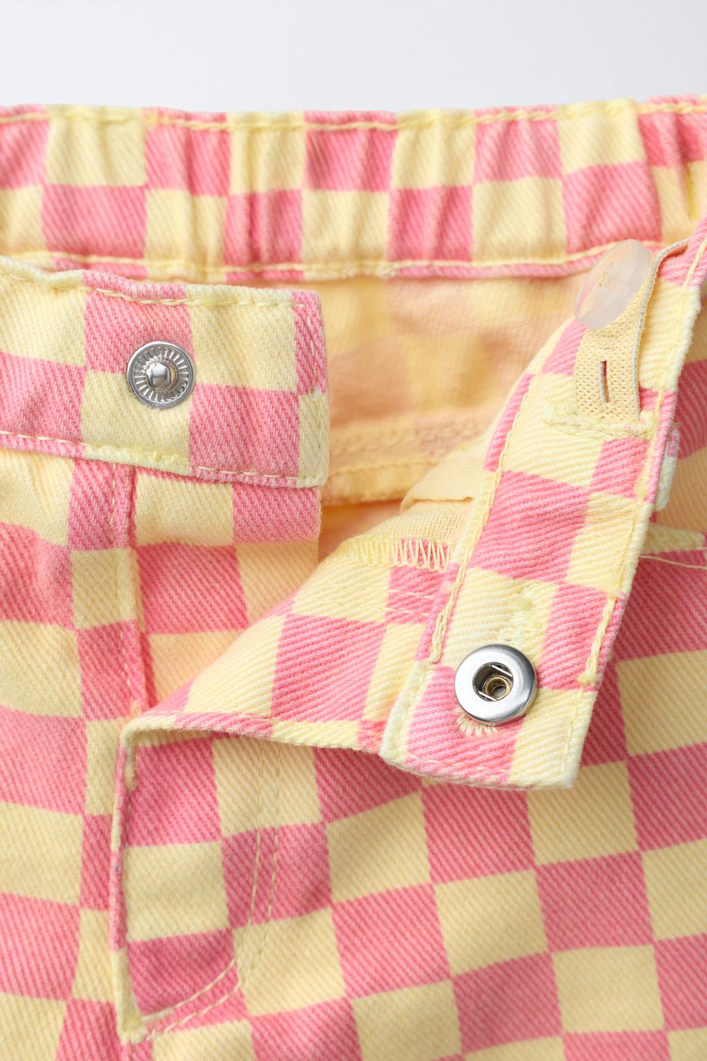 БЕРМУДЫ «Мом Фит» ИЗ САРЖИ В ШАХМАТНУЮ КЛЕТКУ