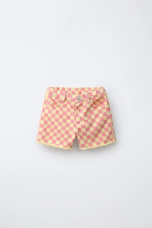 Бермуды «Мом Фит» из саржи в шахматную клетку- Заказать в России