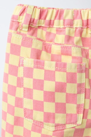 Бермуды «Мом Фит» из саржи в шахматную клетку- Заказать в России