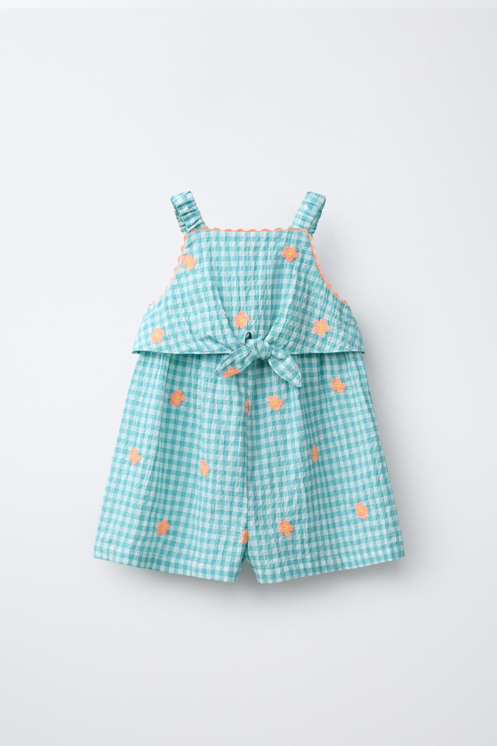 КОМБИНЕЗОН В КЛЕТКУ ВИШИ С ВЫШИВКОЙ «ЦВЕТЫ»