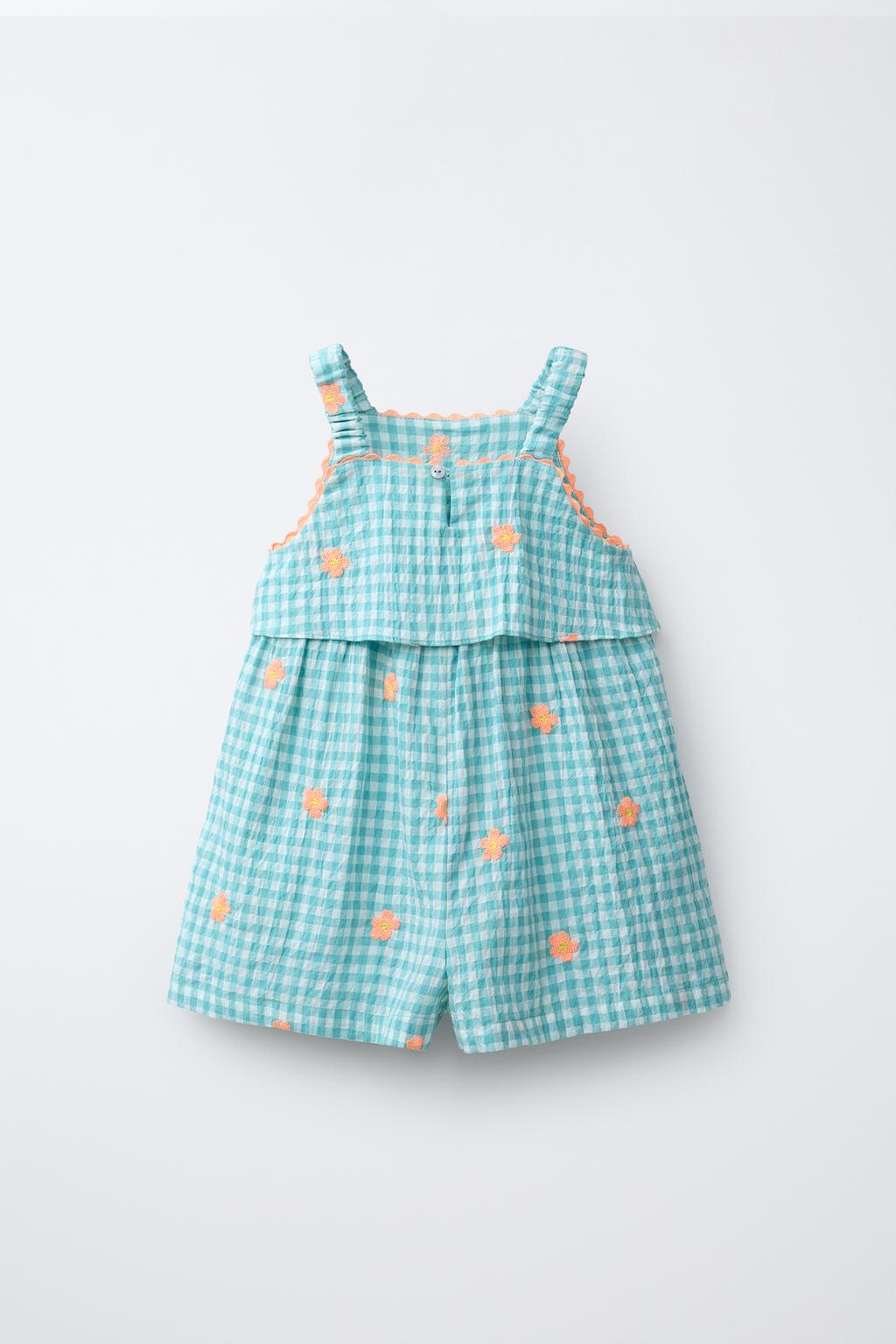 КОМБИНЕЗОН В КЛЕТКУ ВИШИ С ВЫШИВКОЙ «ЦВЕТЫ»