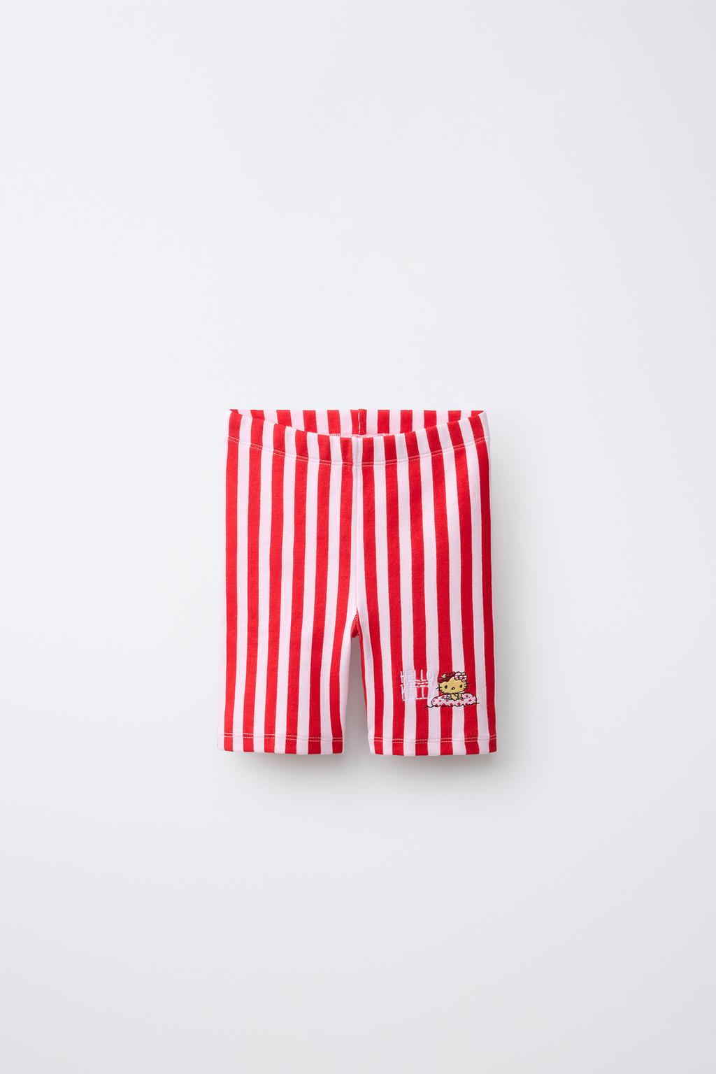 ЛЕГГИНСЫ-ВЕЛОСИПЕДКИ В ПОЛОСКУ С ВЫШИВКОЙ HELLO KITTY ©