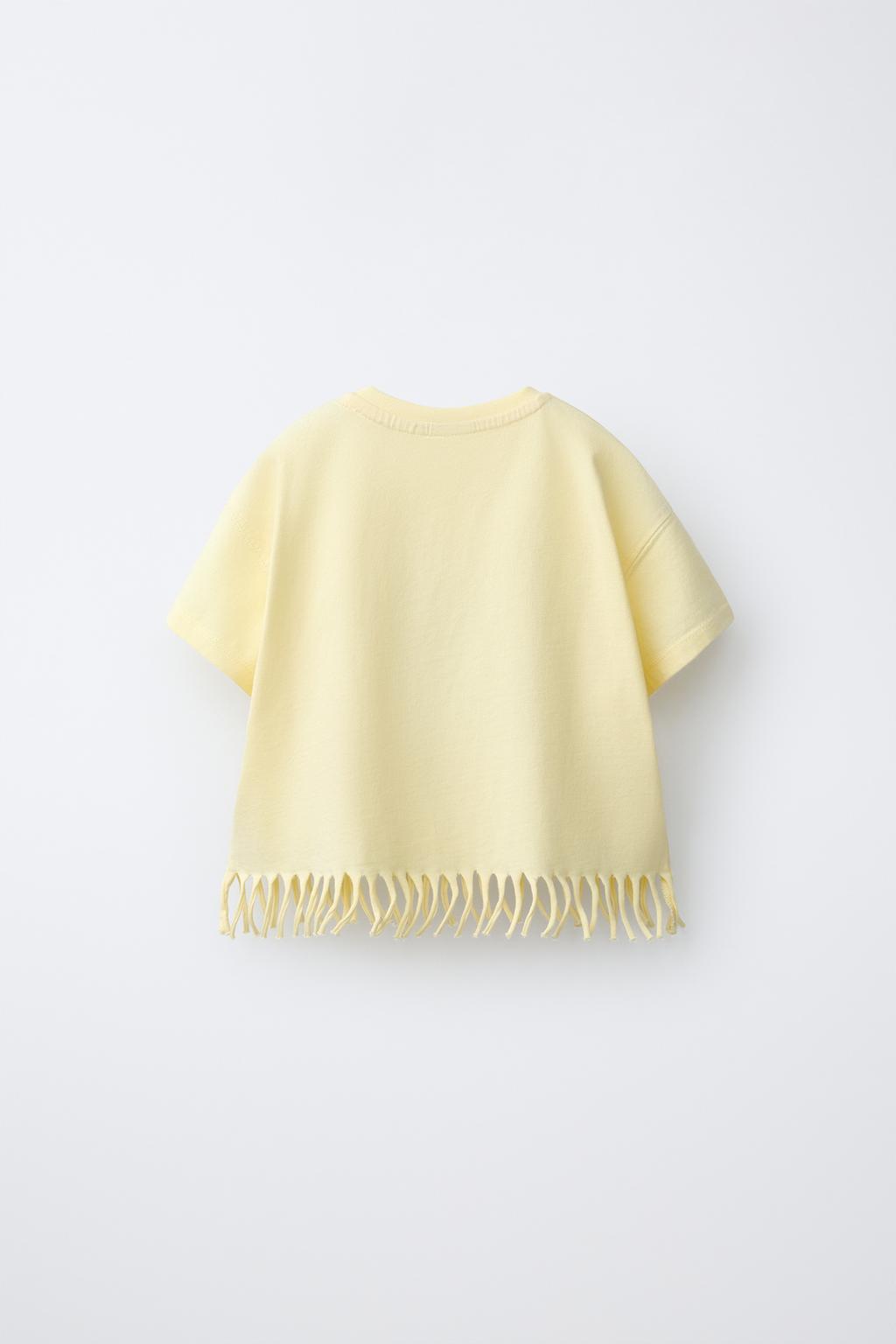 ФУТБОЛКА С БАХРОМОЙ, ЦВЕТОЧНЫМ ПРИНТОМ И ПАЙЕТКАМИ