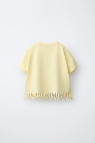 Футболка с бахромой, цветочным принтом и пайетками- Заказать в России