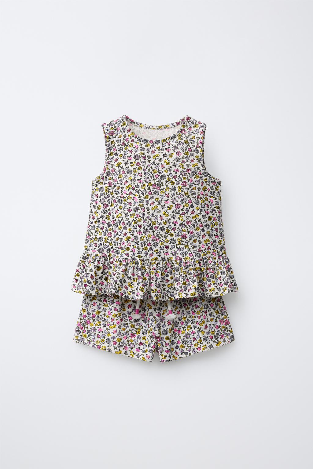 КОМПЛЕКТ ИЗ ФУТБОЛКИ И ШОРТОВ С ЦВЕТОЧНЫМ ПРИНТОМ