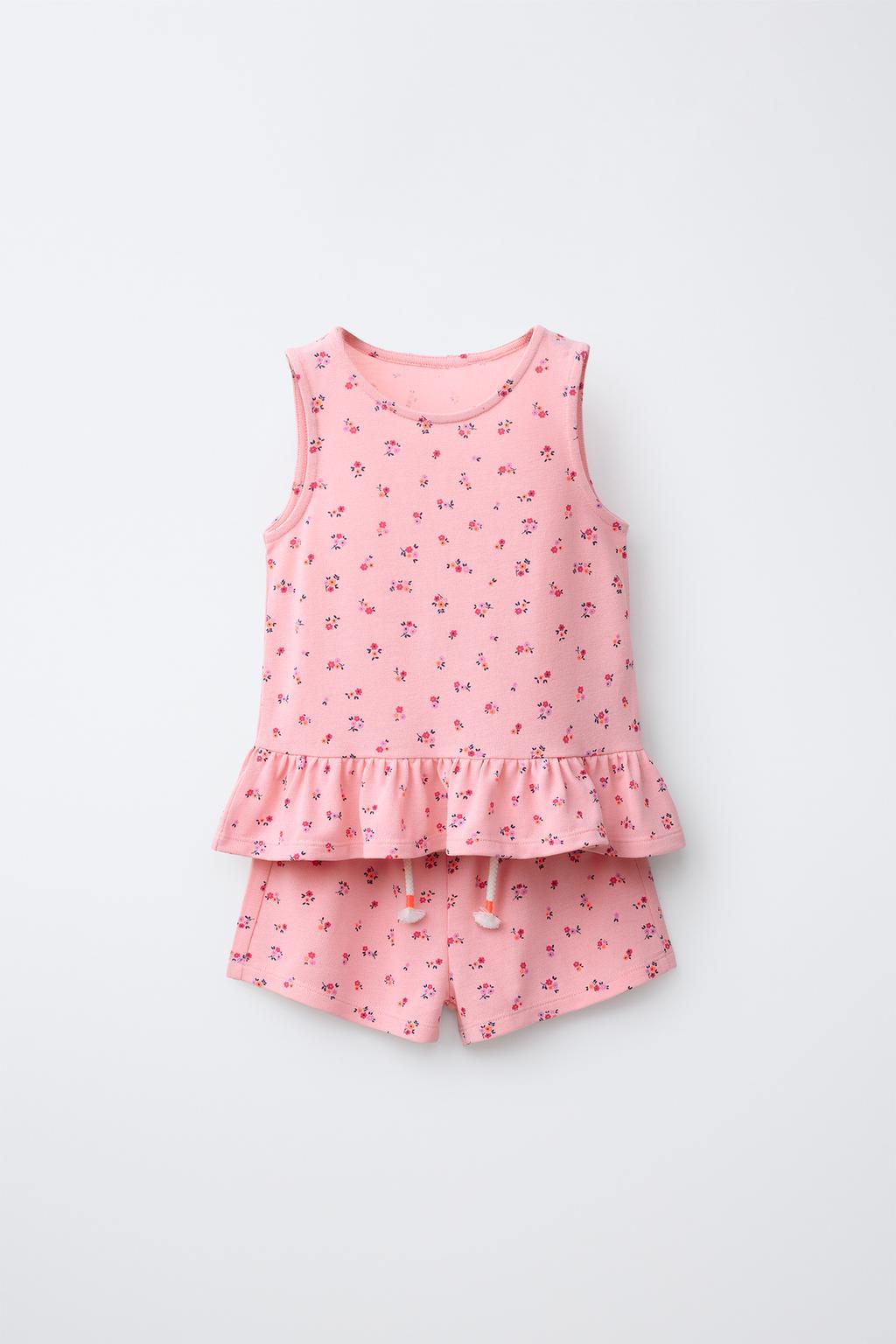 КОМПЛЕКТ ИЗ ФУТБОЛКИ И ШОРТОВ С ЦВЕТОЧНЫМ ПРИНТОМ