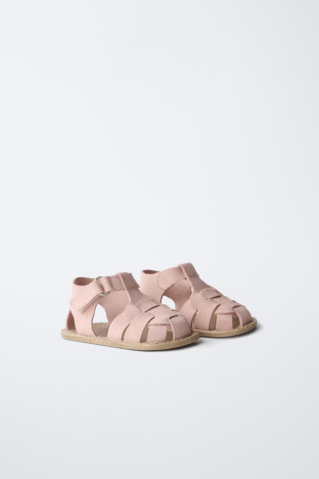 Сандалии из кожи с кожаной клеткой