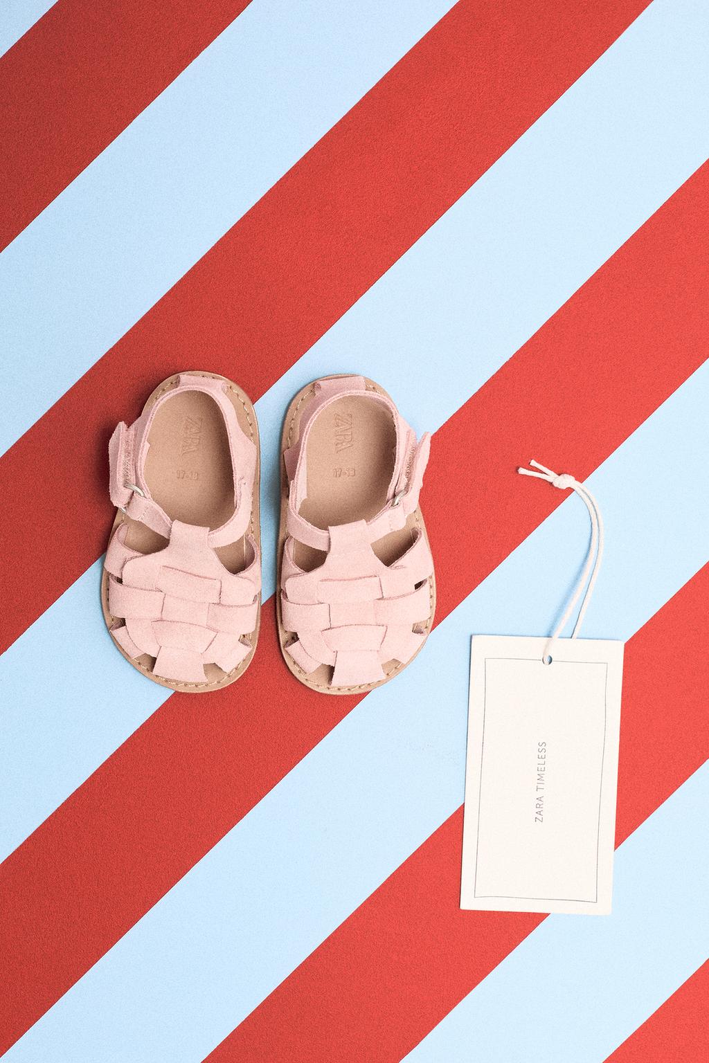 Сандалии из кожи с кожаной клеткой