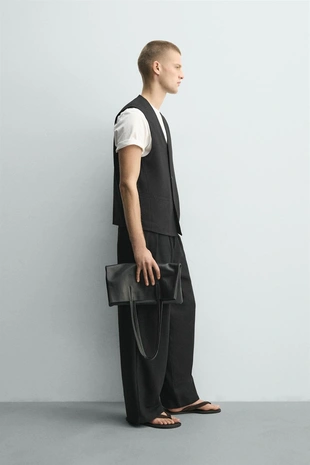 Жилет из смесового льна и шерсти- Заказать в России