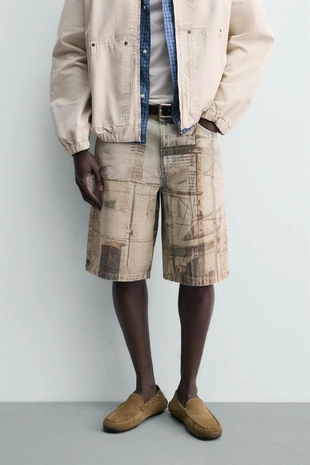 Шорты Baggy с абстрактным принтом- Заказать в России