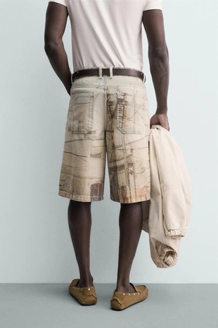 Шорты Baggy с абстрактным принтом- Заказать в России