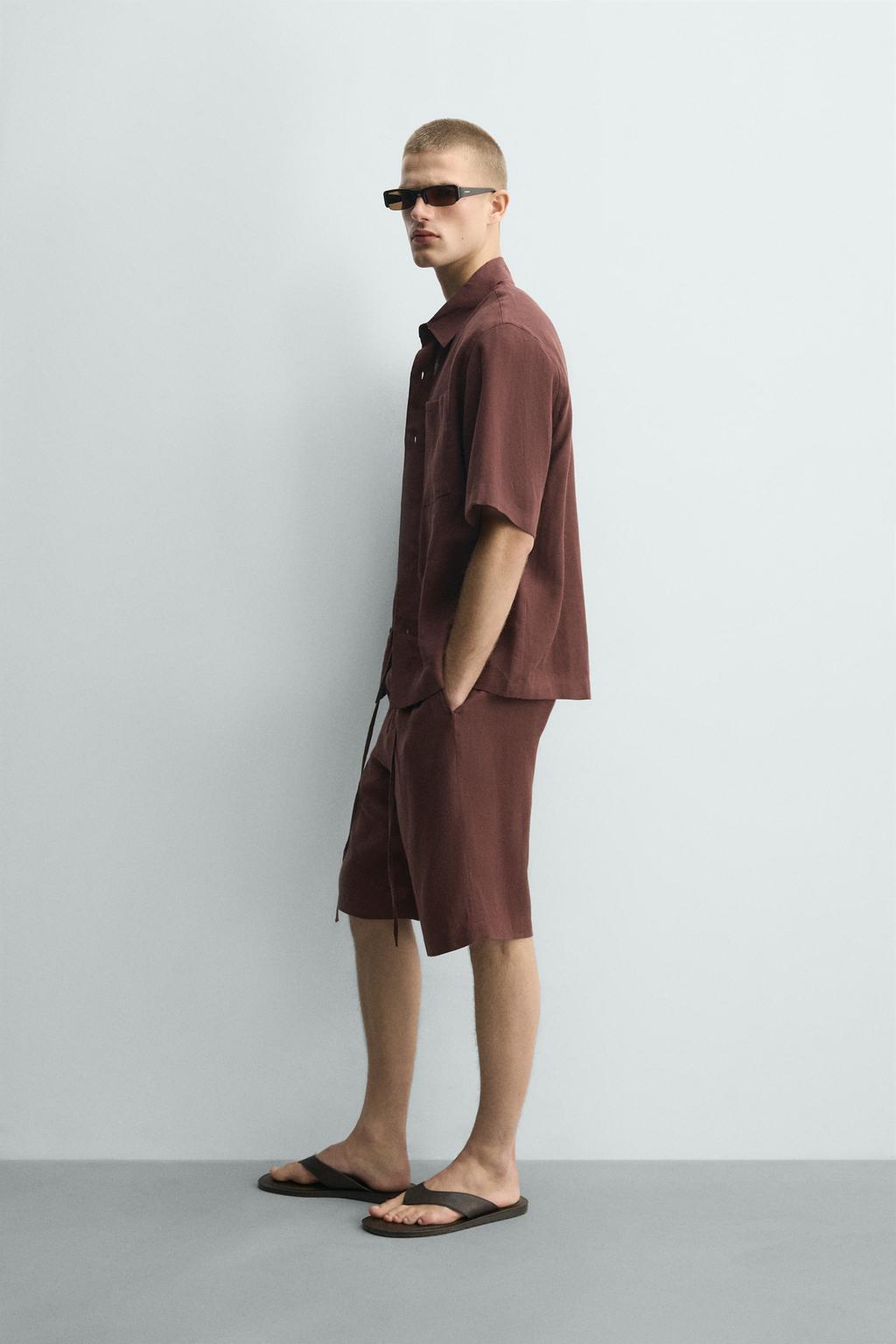 БЕРМУДЫ свободного кроя ИЗ СМЕСОВОГО ЛЬНА