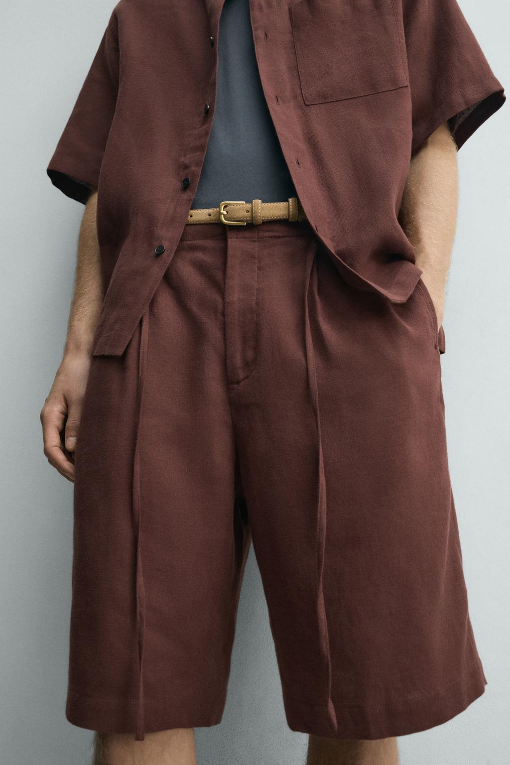 БЕРМУДЫ свободного кроя ИЗ СМЕСОВОГО ЛЬНА