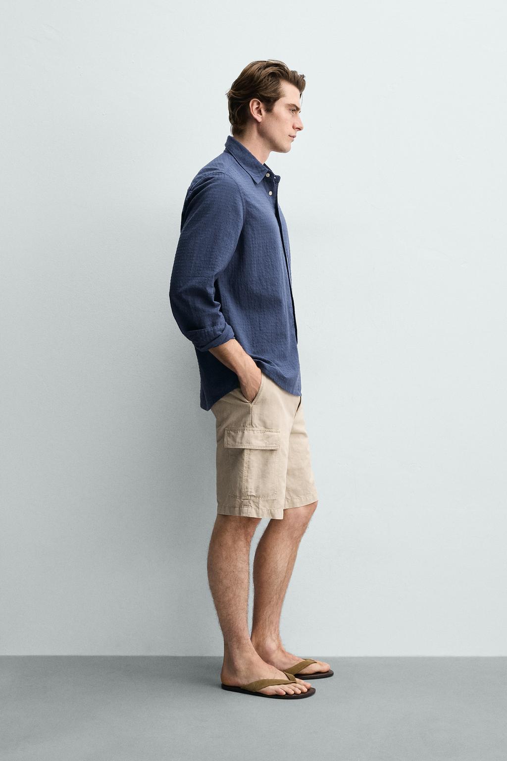 ШОРТЫ КАРГО ИЗ СМЕСИ ХЛОПКА И ЛЬНА