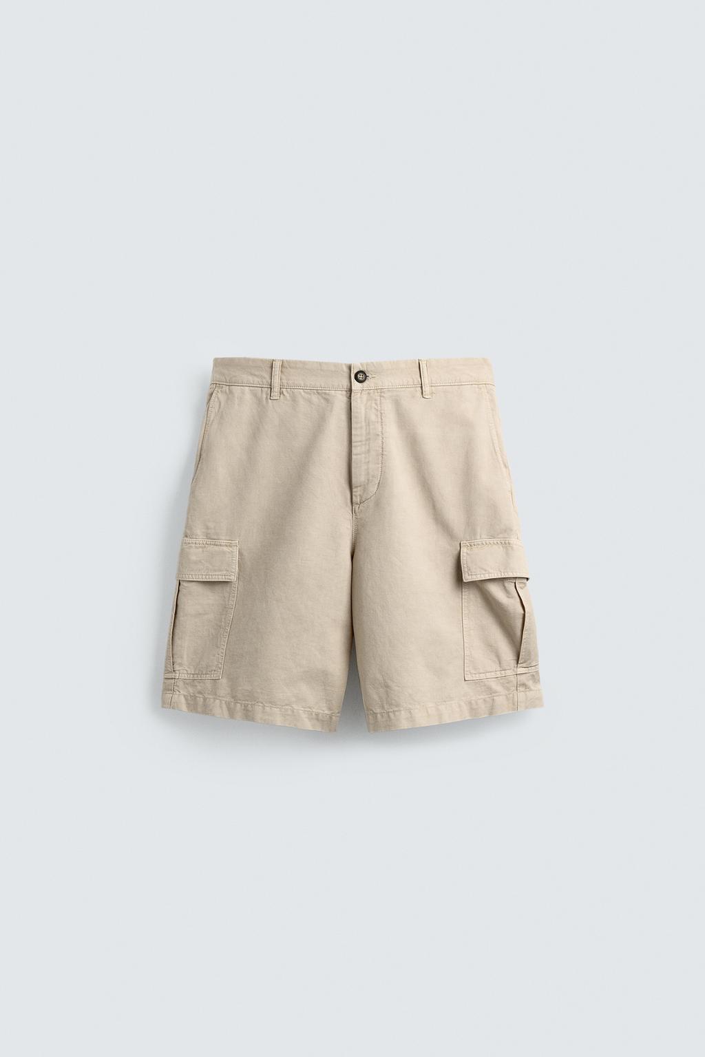 ШОРТЫ КАРГО ИЗ СМЕСИ ХЛОПКА И ЛЬНА