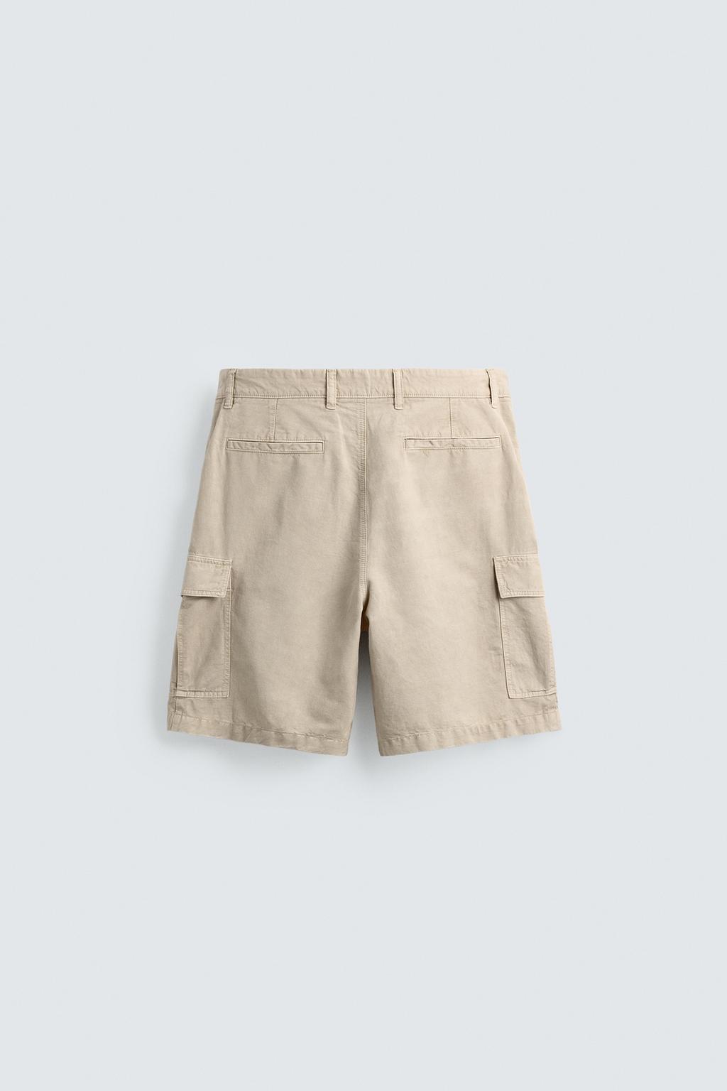 ШОРТЫ КАРГО ИЗ СМЕСИ ХЛОПКА И ЛЬНА