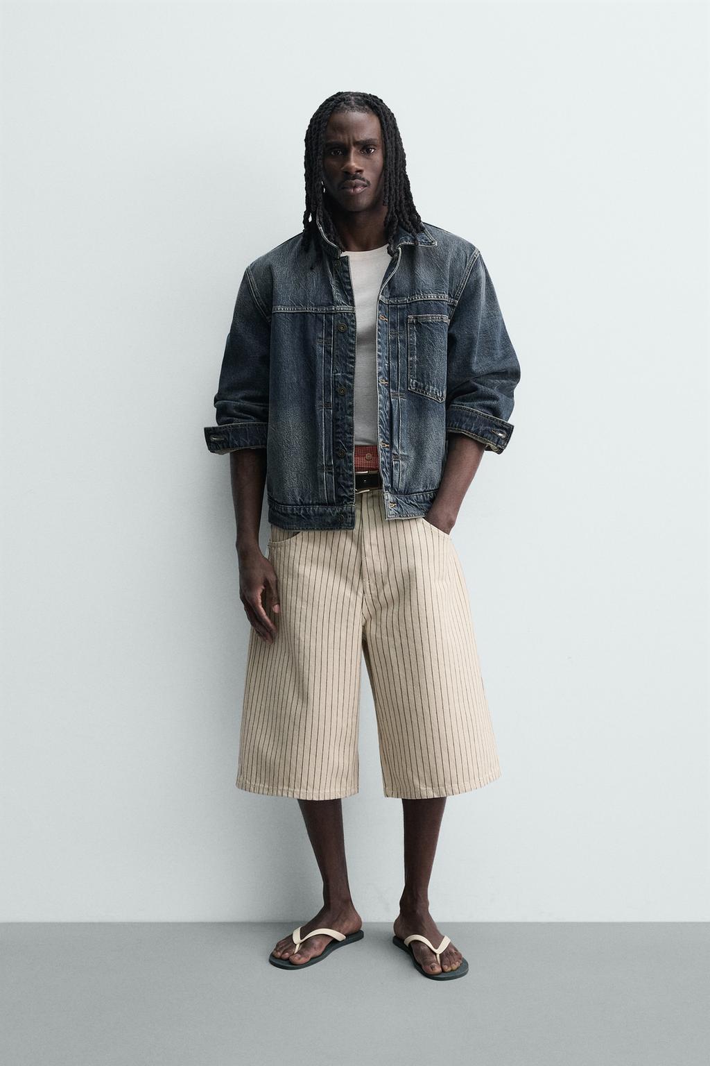 Zara Шорты-джортсы в полоску - Цвет экрю - ecru | 4048/420