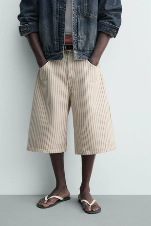 Шорты-джортсы Relaxed Fit в полоску- Заказать в России