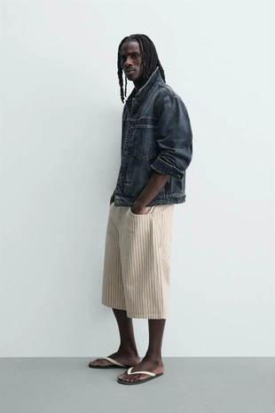 Шорты-джортсы Relaxed Fit в полоску- Заказать в России