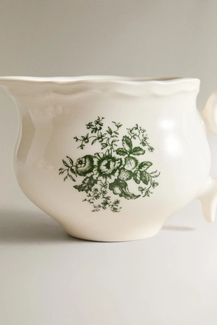 Молочник из тонкой фарфоровой глины с цветочным рисунком- Заказать в России