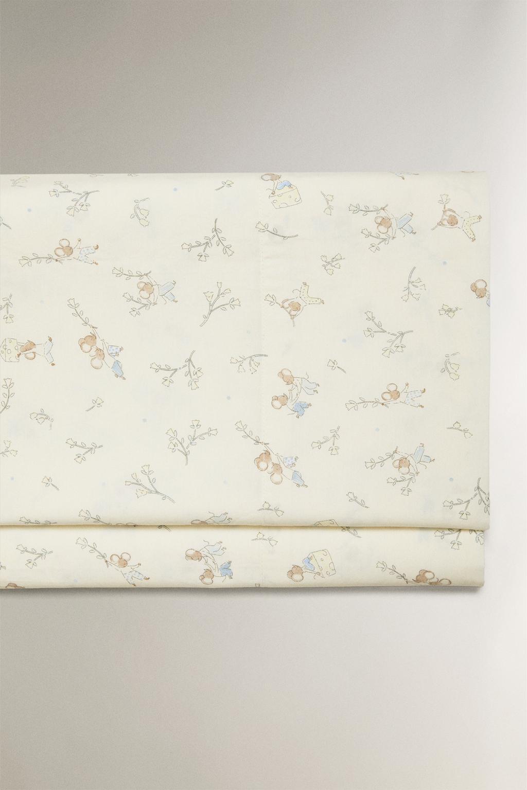 Детское простынь для кроватки с мышками