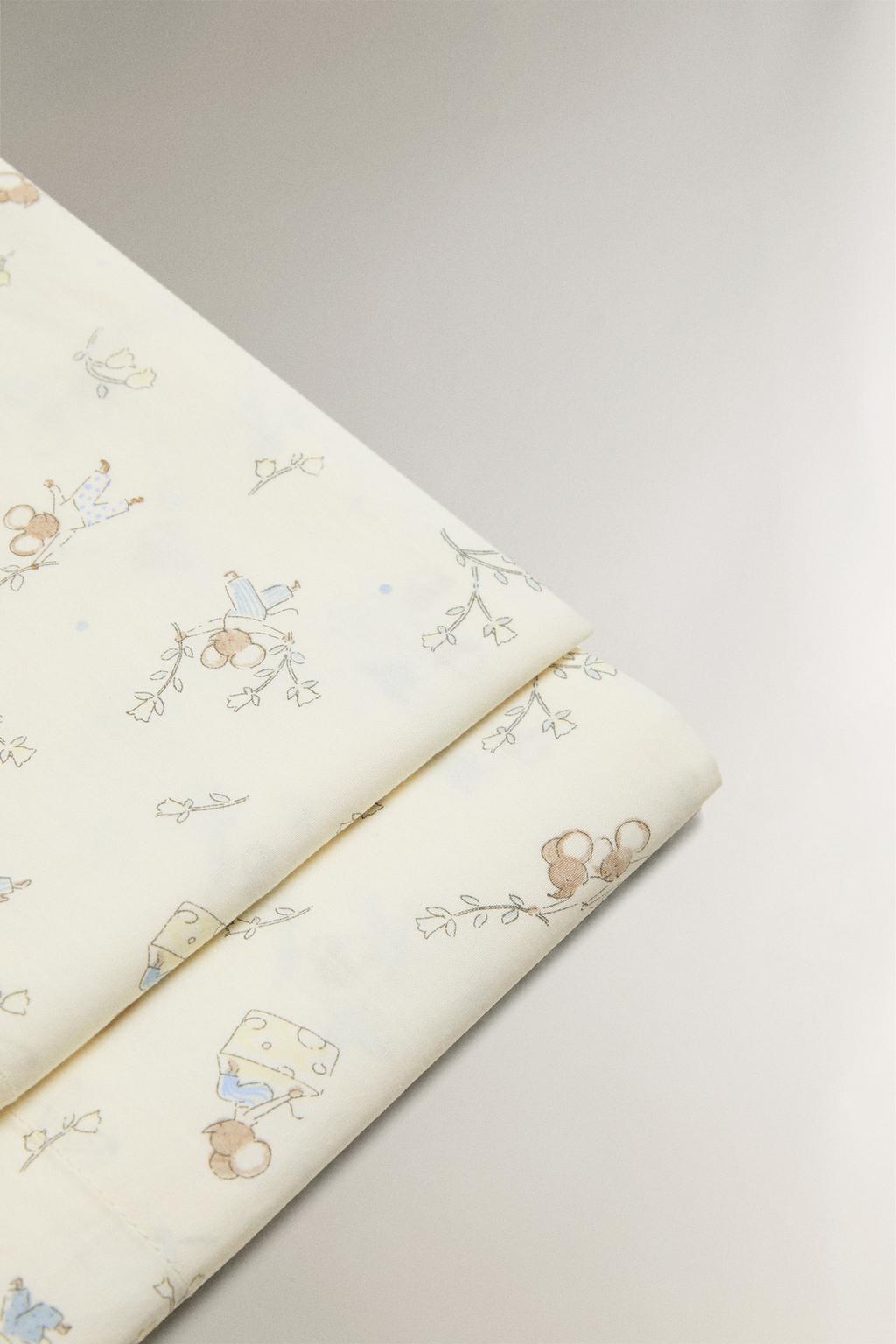 Детское простынь для кроватки с мышками