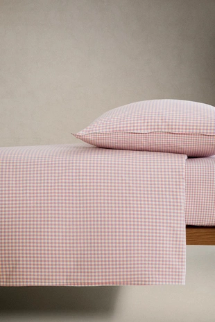 Детский простынь в клетку из хлопка с резинкой- Заказать в России