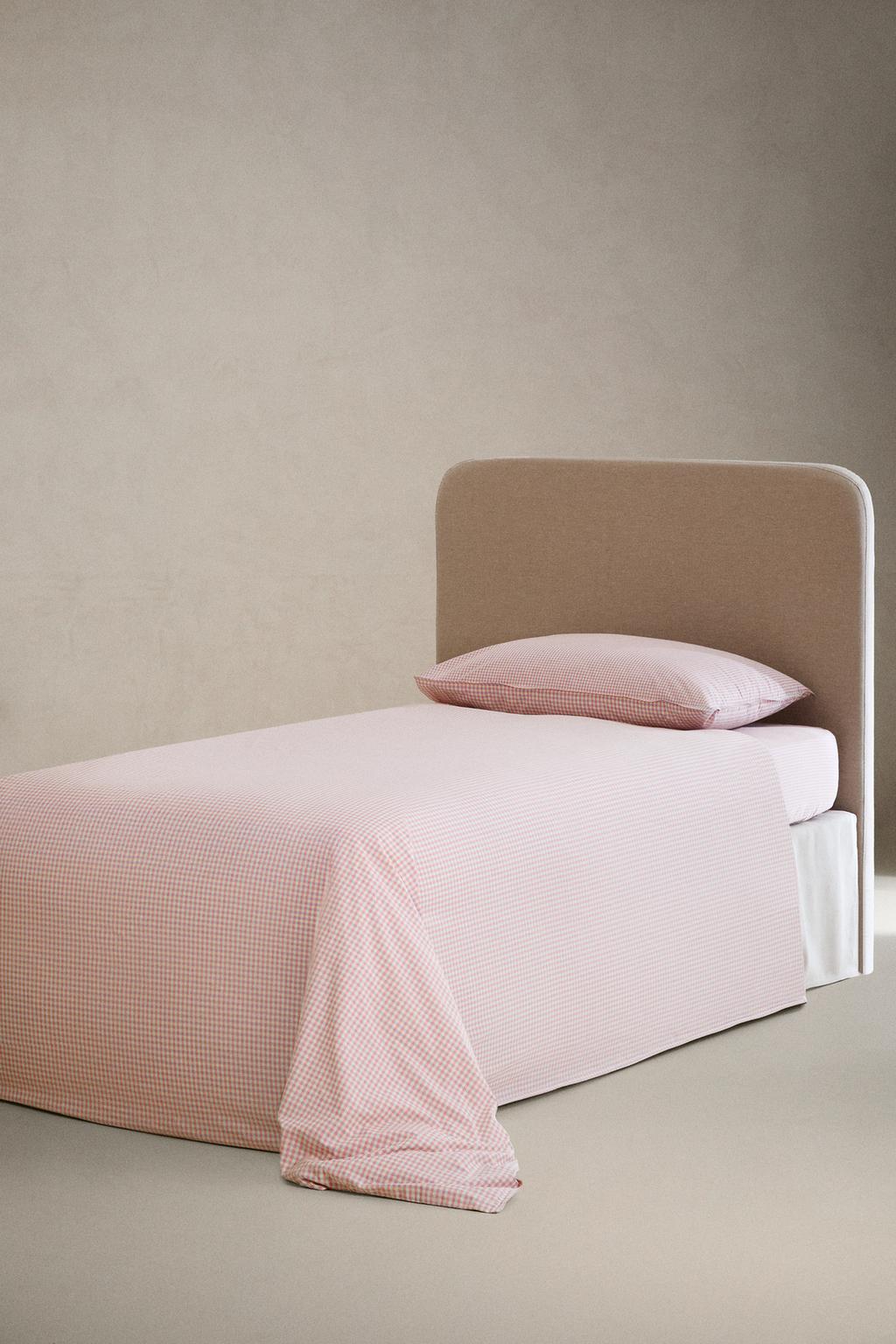 Детский простынь в клетку из хлопка с резинкой