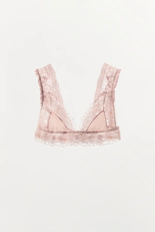 Треугольный бюстгальтер с контрастным кружевом- Заказать в России