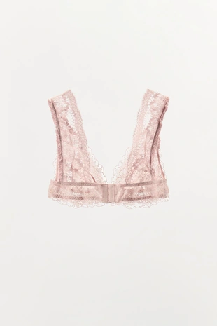 Треугольный бюстгальтер с контрастным кружевом- Заказать в России