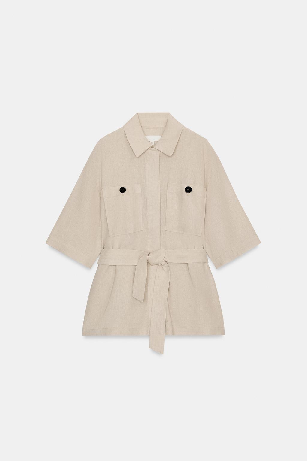 КУРТКА-САФАРИ ИЗ ЛЬНА С РЕМНЕМ