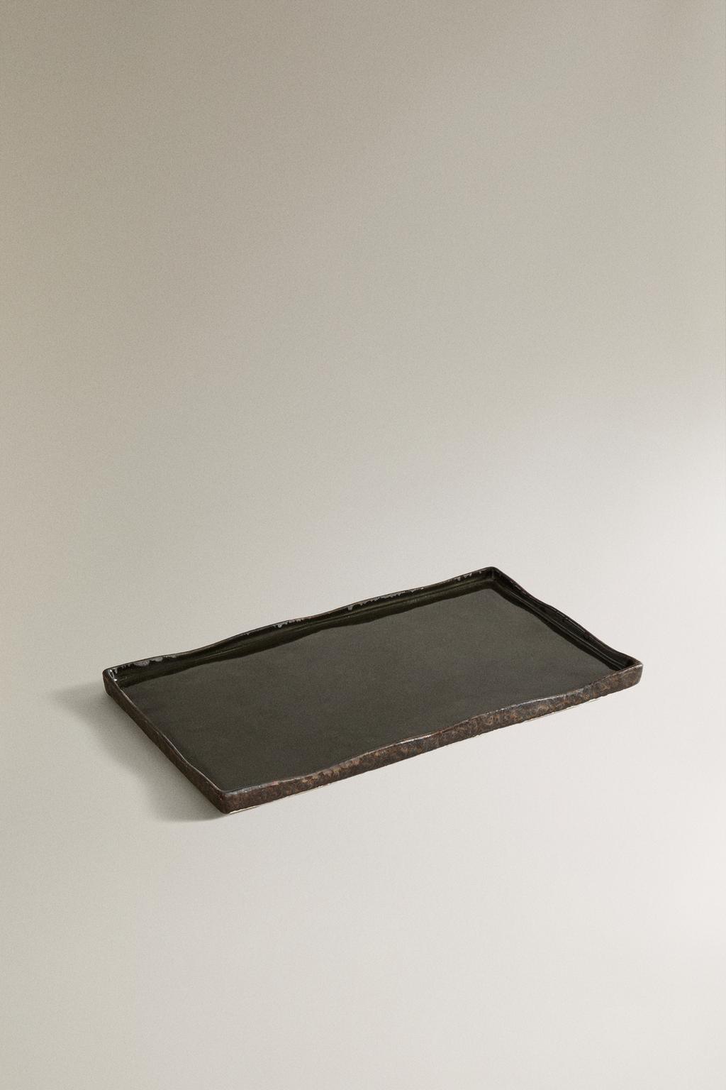 Черный керамический поднос