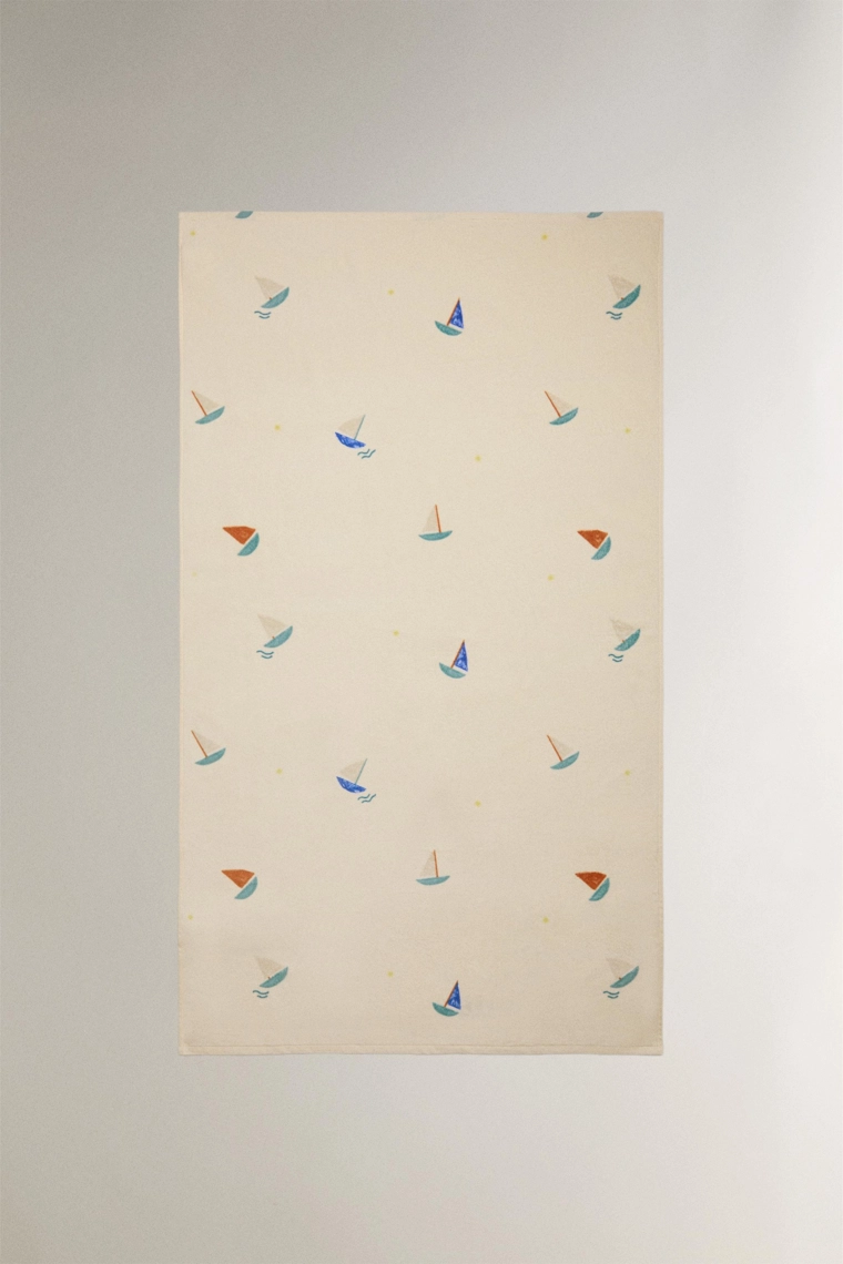 Детский махровый пляжный полотенце с яхтой