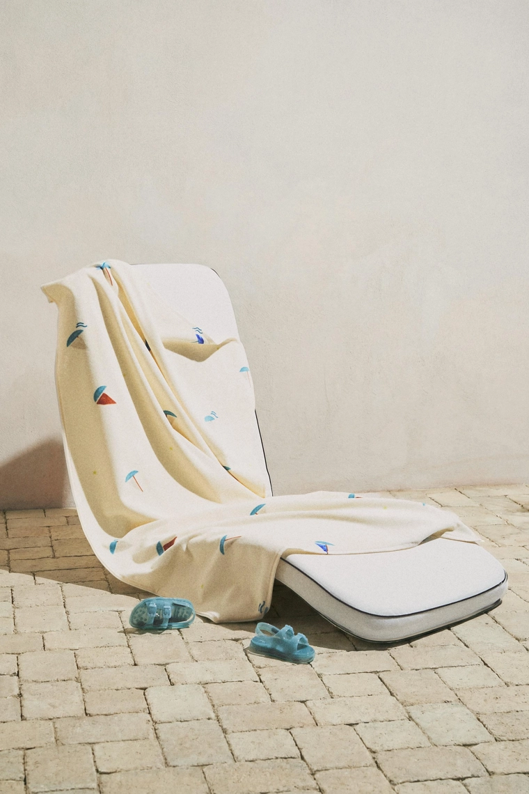 Детский махровый пляжный полотенце с яхтой