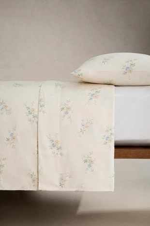 Yellow | 7111/089/300 - Zara Простыня SATEEN FLORAL BOUQUET