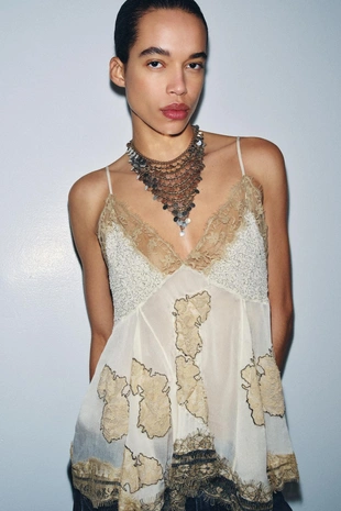 Топ в бельевом стиле с вышивкой — коллекция Zara «Zw»- Заказать в России