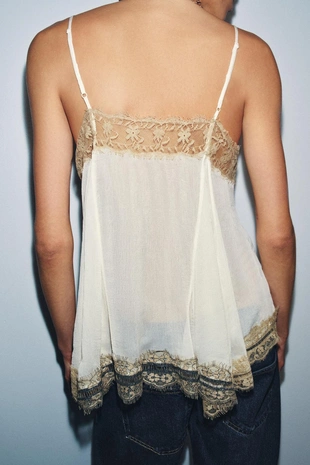 Топ в бельевом стиле с вышивкой — коллекция Zara «Zw»- Заказать в России