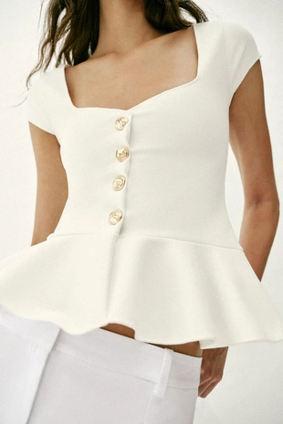 Топ с баской и пуговицами- Заказать в России